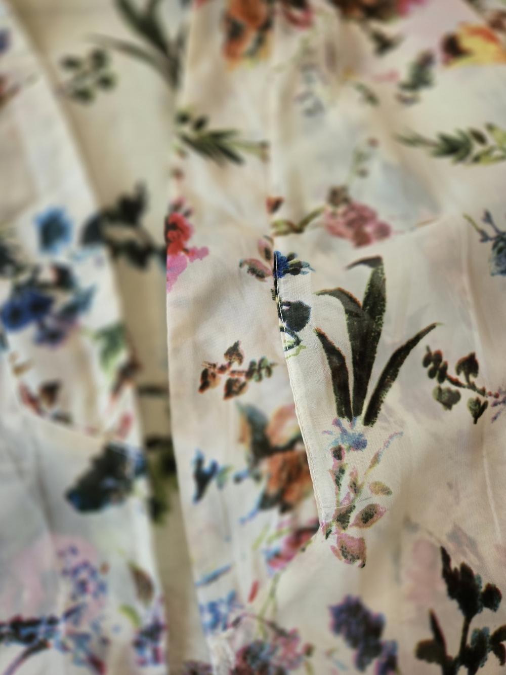 Cream Floral Caftan Robe L - Picture 3 of 7